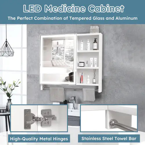 Modern 32x28 Inch Bathroom Cabinet With Mirror And LED Lights